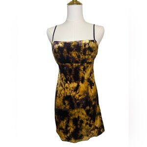 Urban Outfitters Velvet Purple and Yellow Tie-Dye Mini Dress SZ Small